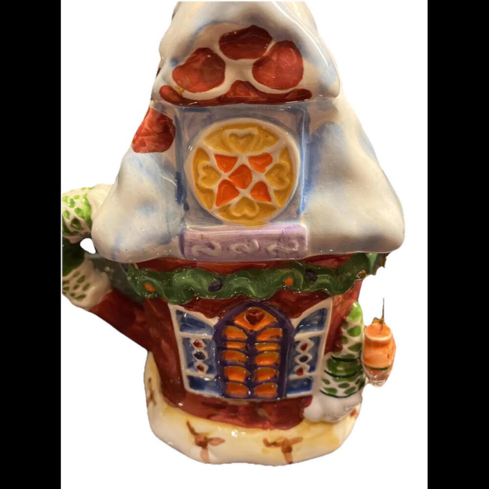 🤶🏻Holiday Seasons Hand Painted Ceramic Covered House Mug Christmas Brand New